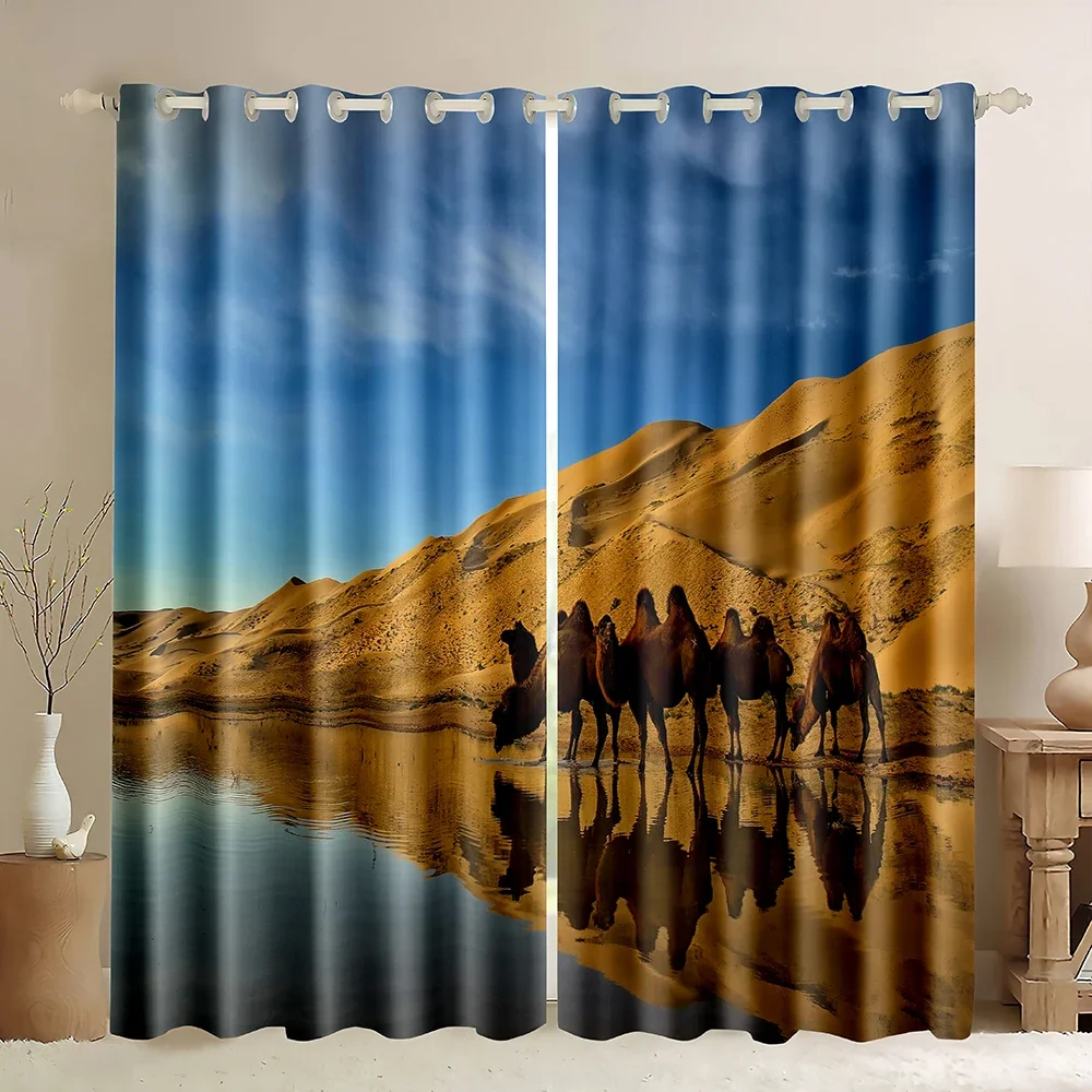 3D Printing Cafe - Camel Window Curtains,3D African Camel Desert