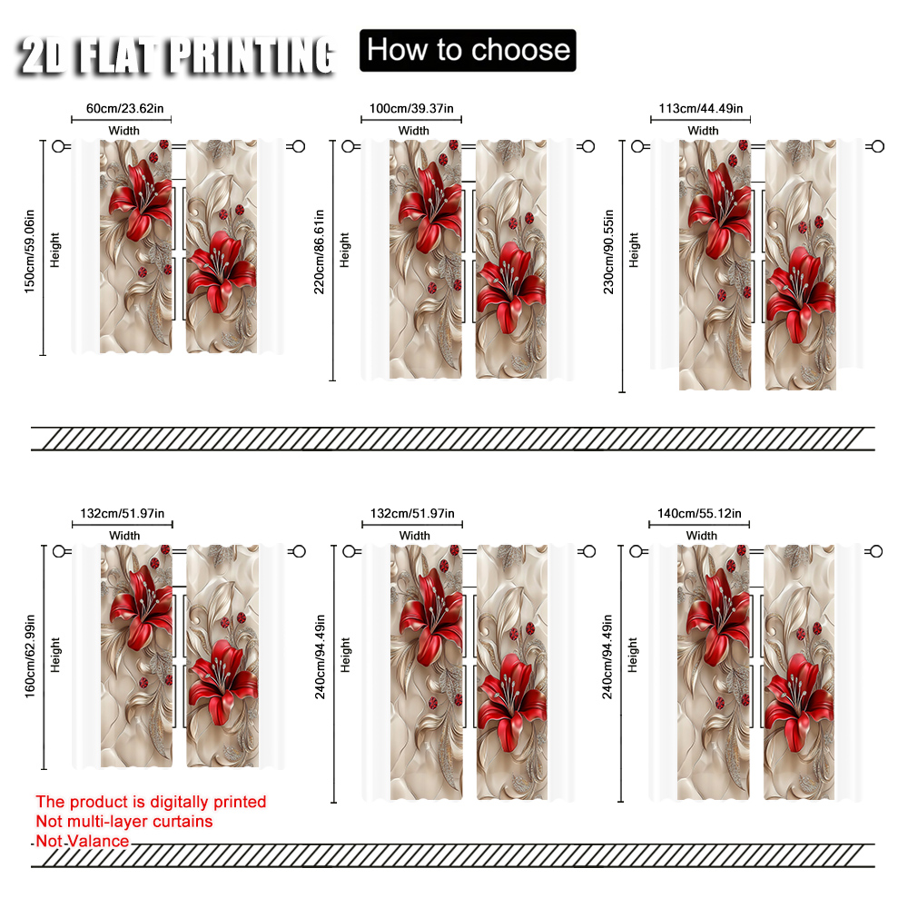 2pcs, 3D Red Lily Curtains Dia - 3D Printing Cafe 评论和价格